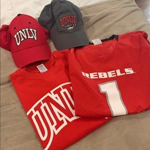 UNLV hats, shirt and jersey